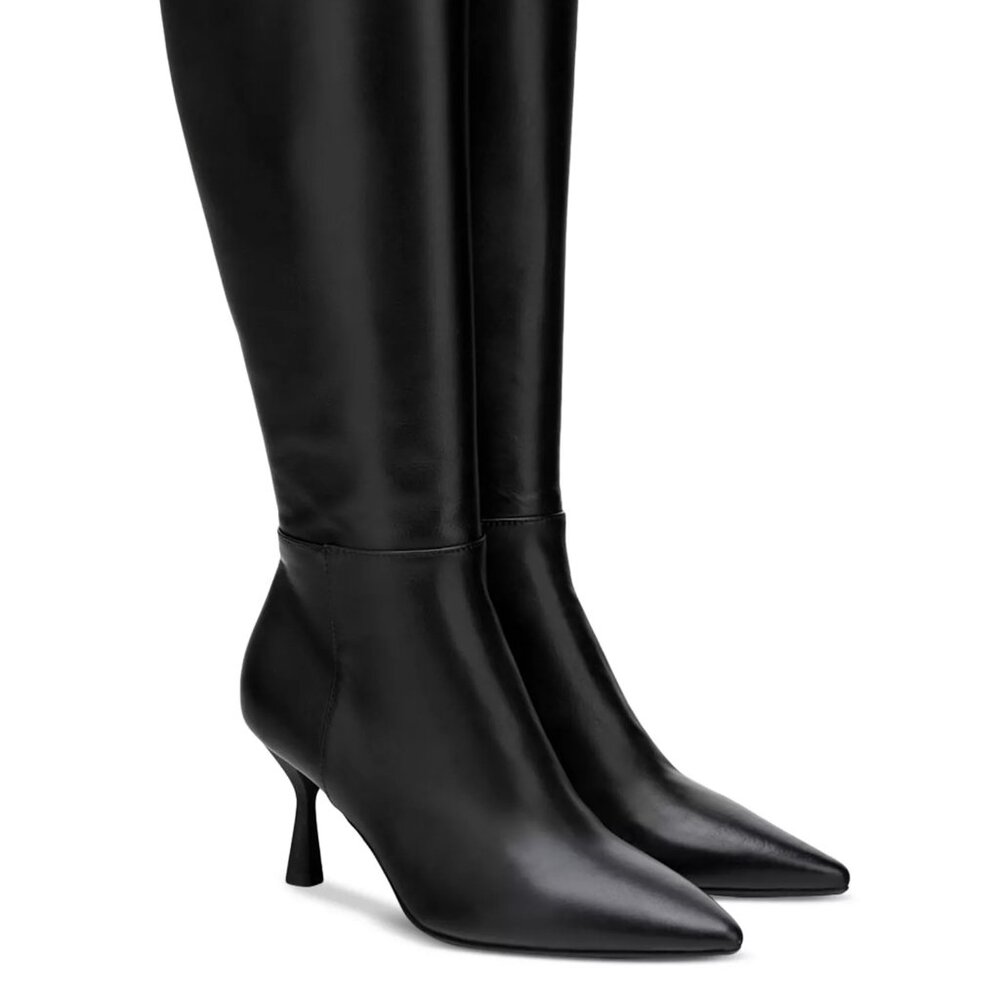 AGL Women's IdeLeather Knee-High Boots - Black - Size 40 US 10 MSRP $665